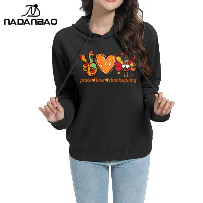 

Nadanbao 3D Printing Thanksgiving Day Collection Casual Funny Turkey Printing Unisex Winter Sweatshirt Hoods Slim Fit