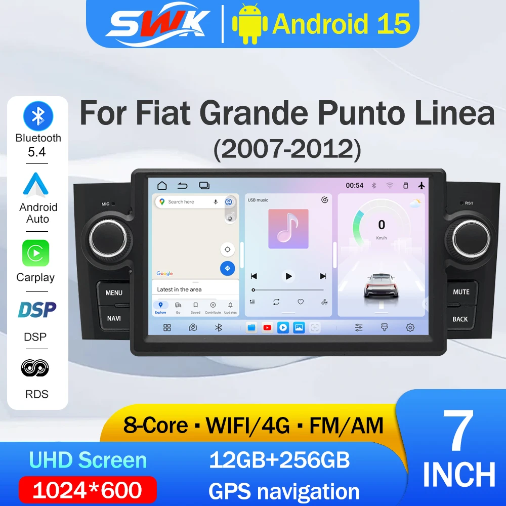 

Для Fiat 500 2007-2015: 7-дюймовое Android 15 радио с Wi-Fi, DSP, беспроводным CarPlay, Auto, Bluetooth, GPS-навигацией и мультимедийным плеером