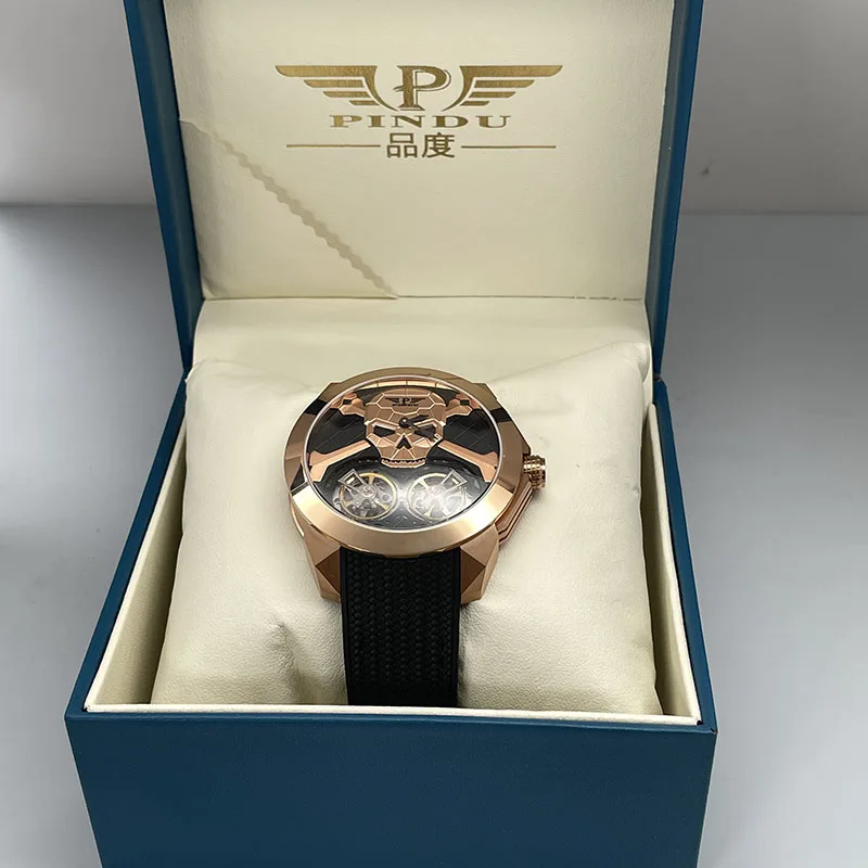 

Мужские механические часы PINDU Watch New TOP с двойным маховиком, автоматическим механизмом, сапфировым стеклом, водонепроницаемостью 5ATM, диаметром корпуса 45,5 мм.