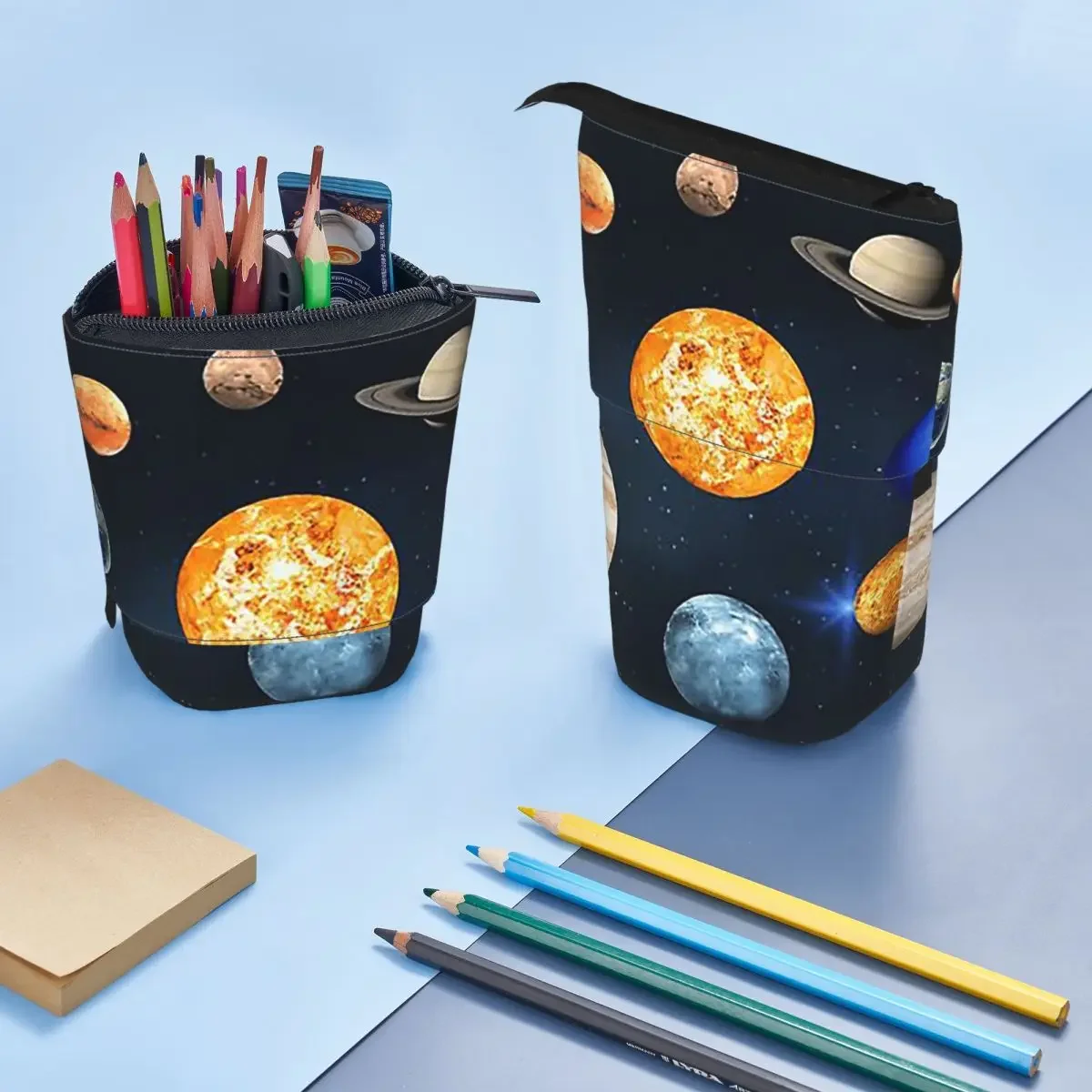 Solar System Space Planets Universe Reversible Pencil Case for Kids School Pen Box Pencil Bag Stationery Supplies Pen Holder Bag