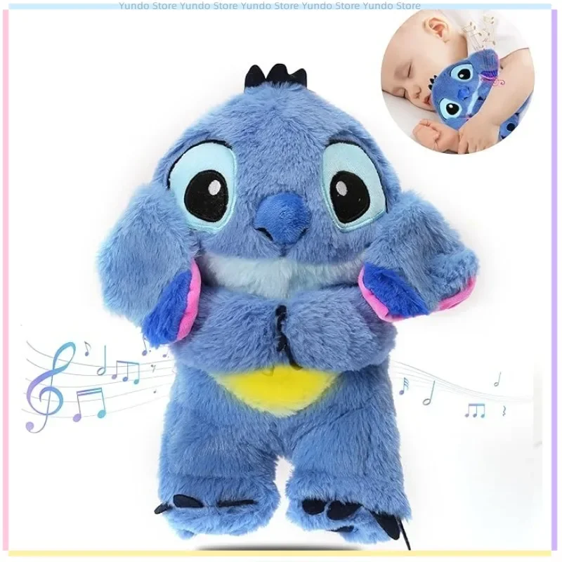 

Disney Stitch плюшевые игрушки перед сном, дыхательная строчка с клубчатыми ушками, сенсорная музыкальная подсветка и художественное движение, улучшение сна, подарок для ребенка