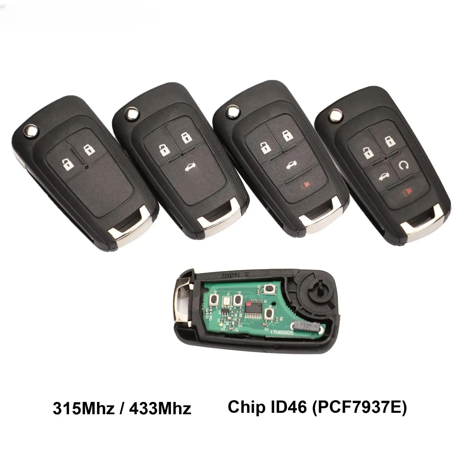 Llave remota de coche de 2/3/4/5 botones DIY para OPEL/VAUXHALL Astra J Corsa E Insignia Zafira C 2009-2016 315/433MHz PCF7937E