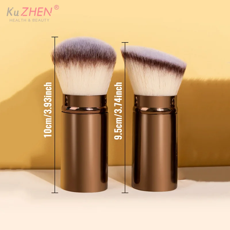 Pinceau de maquillage pour fond de teint rétractable, plat/Angle, pour poudre, Blush, noir, marron, or, correcteur, outils de maquillage portables, 1/2 pièces