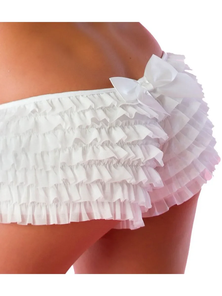 Women Summer Shorts Panties Solid Color Breathable Ruffles Underwear Elastic Boxer Briefs with Bow for Ladies