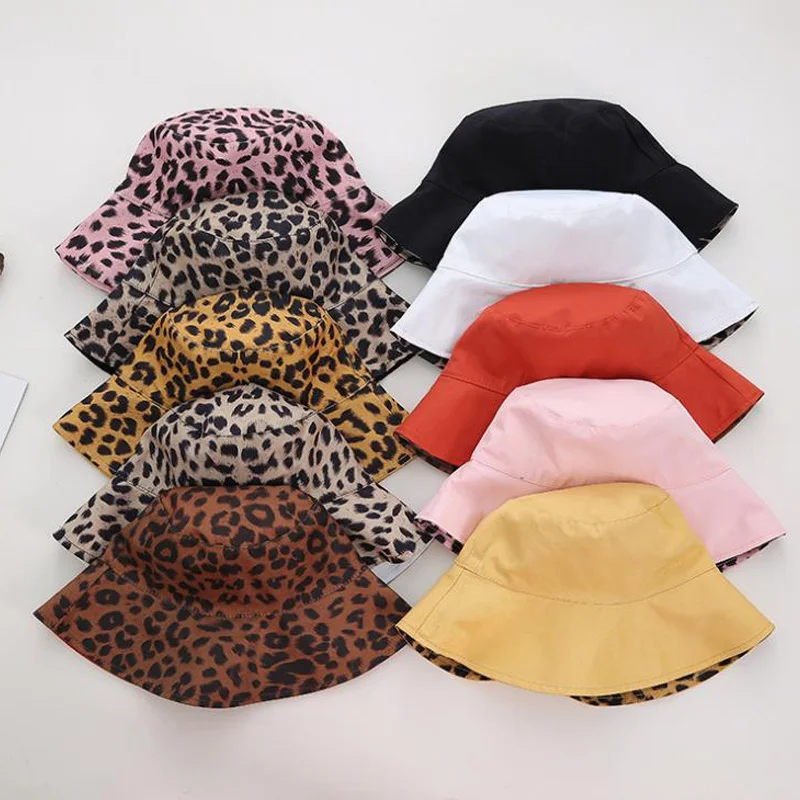 2022 Two Side Leopard Bucket Hat For Women Reversible Panama Travel Sun Hat Summer Ladies Beach Sun Protection Fisherman Hats