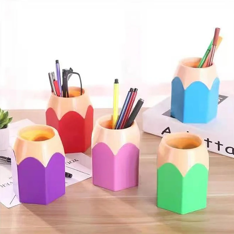 

Creative Pen Vase Pencil Pot Makeup Brush Holder Stationery Desk Tidy Plastic Desk Organizer Container School Office Supplies