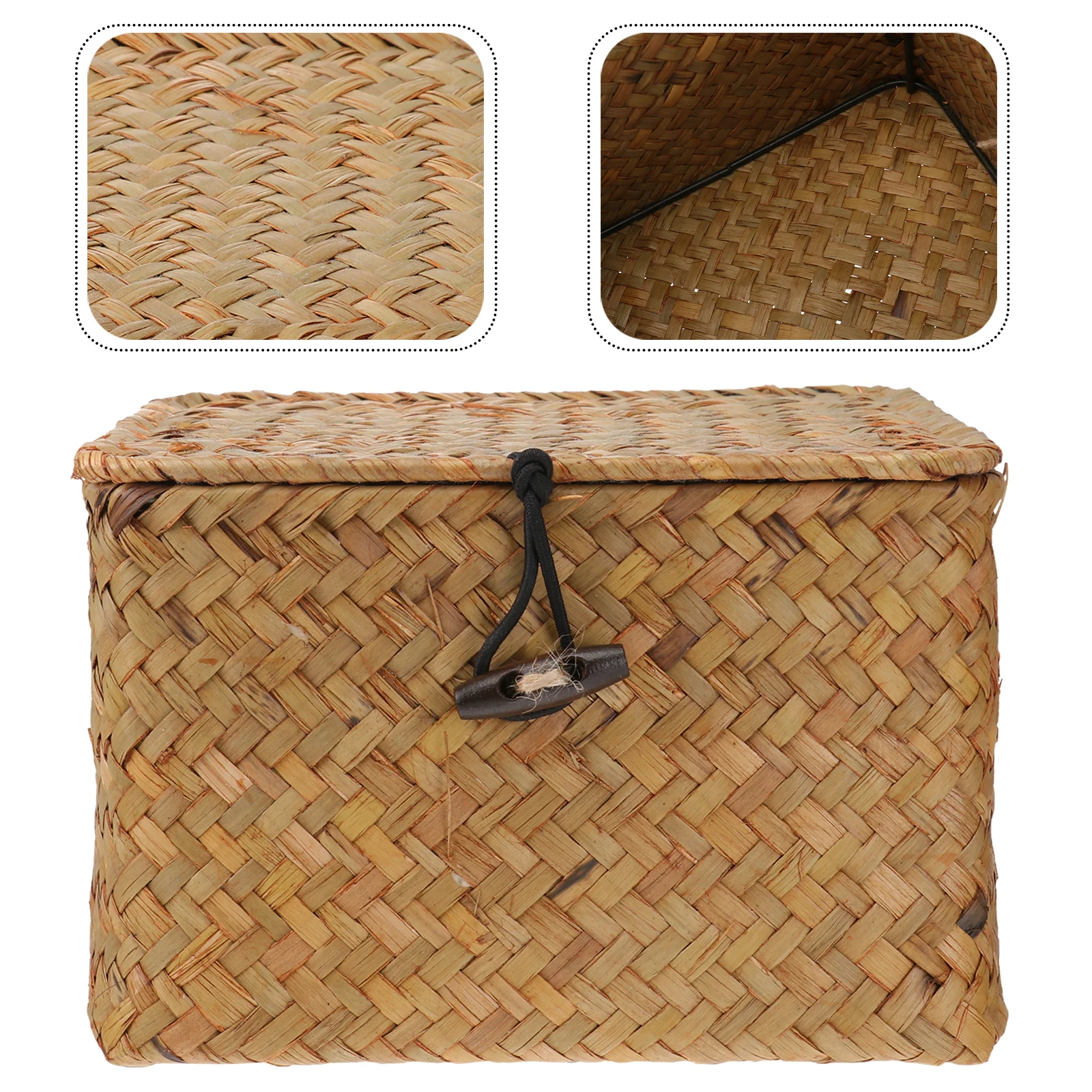 

Straw Woven Storage Box Orange Small Square Tea Holder For Home Organizer Cord Material Decorative Container Kitchen Bar
