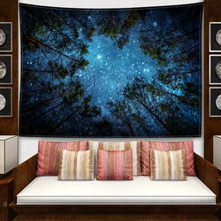 Forest Night View Tapestry Wall Hanging Natural Art Landscape Bohemian Abstract Witchcraft Mysterious Living Room Home Decor