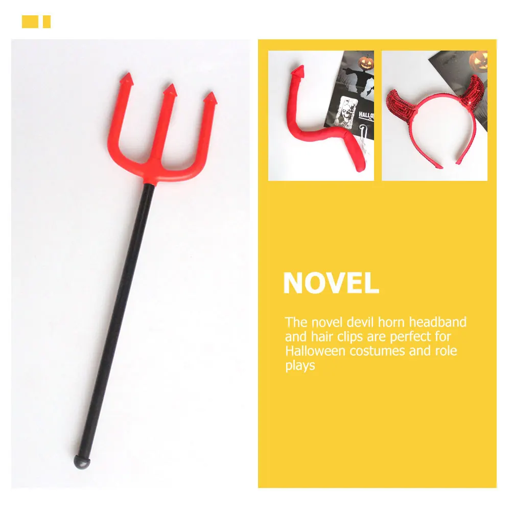 

1Set Halloween Devil Headband Horns Hair Clips Tail Choker Devil Costume Kit Party Cosplay Horns Headbands Halloween Costume