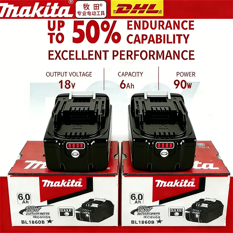 

Оригинальная литиевая батарея Makita 6000 мАч (6 Ач) для инструментов 18В, замена для BL1830B BL1850B BL1850 BL1840 BL1860 BL1815