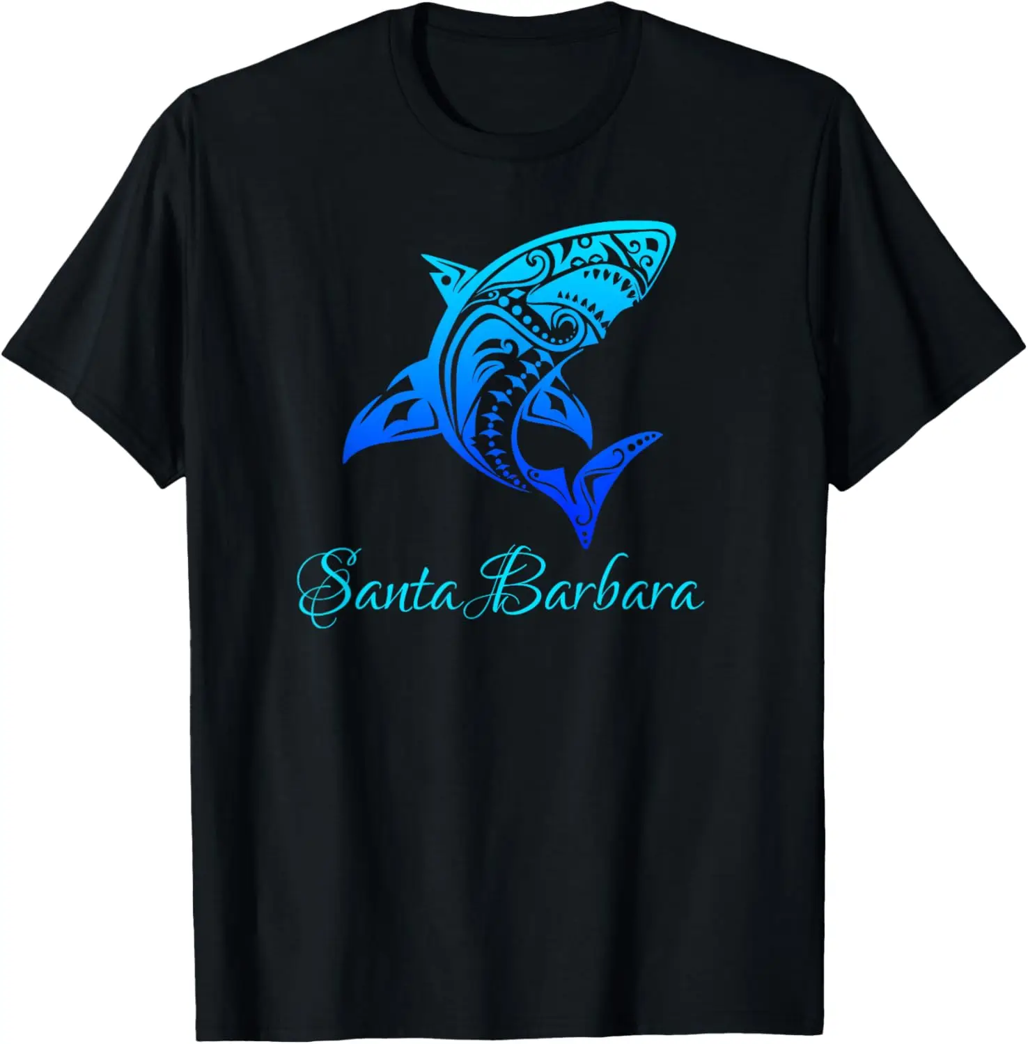 Santa Barbara, California Vintage Retro Tribal Shark T-Shirt