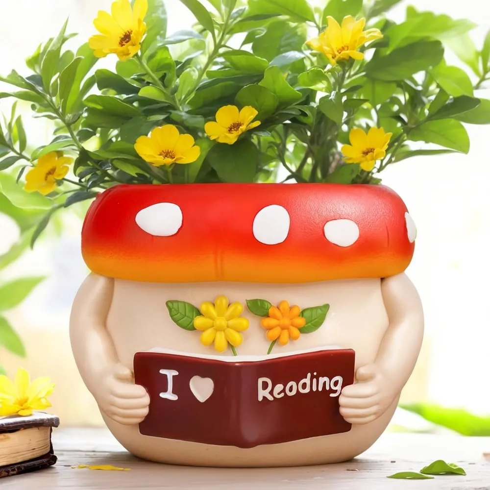 2024 Cute Plant Pot,Flower Planter,Mushroom Ceramic Small Plant Pot,Cute Decorative Succulent Pot for Indoor & Outdoor Plants