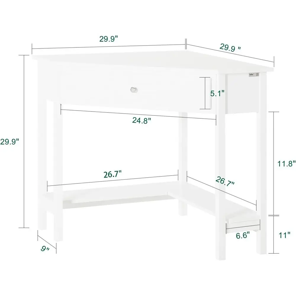 Haotian Small Desk | e Computer Desk with Der and Shel, Writing Vanity Table or Home, Oice (White WT31-W)