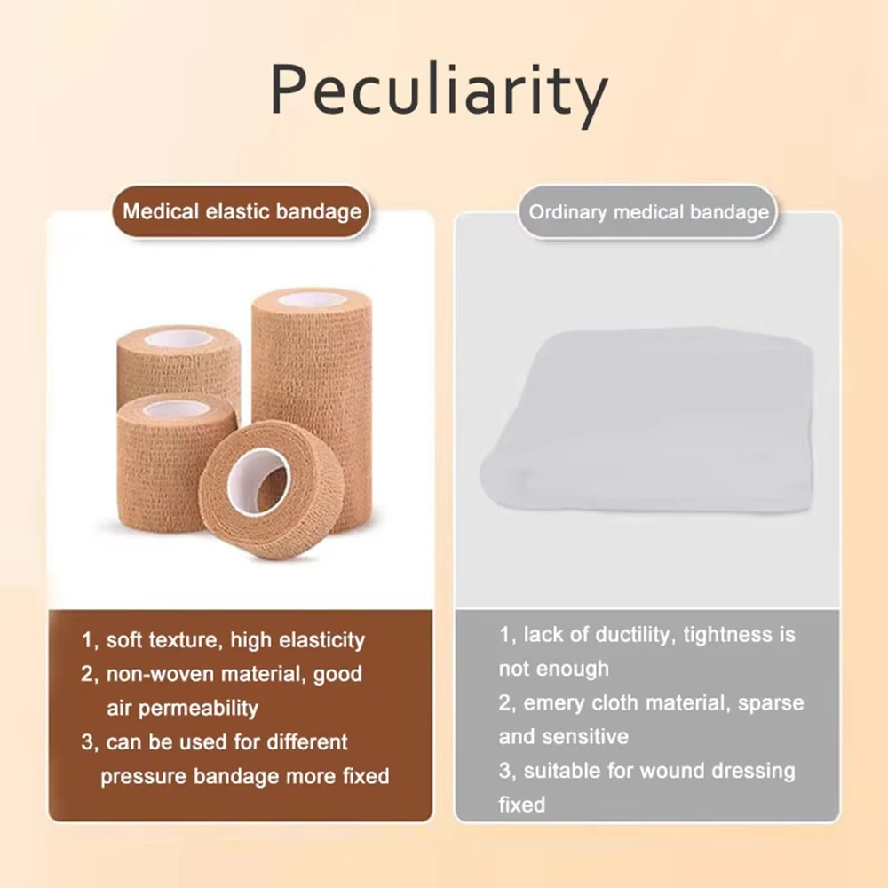 12 Rollen medizinischer Klebeverband, elastisch, atmungsaktiv, selbstklebendes Sportband, beige Wickelfingerband für Erste Hilfe am Handgelenk, Knöchel – Detail 4