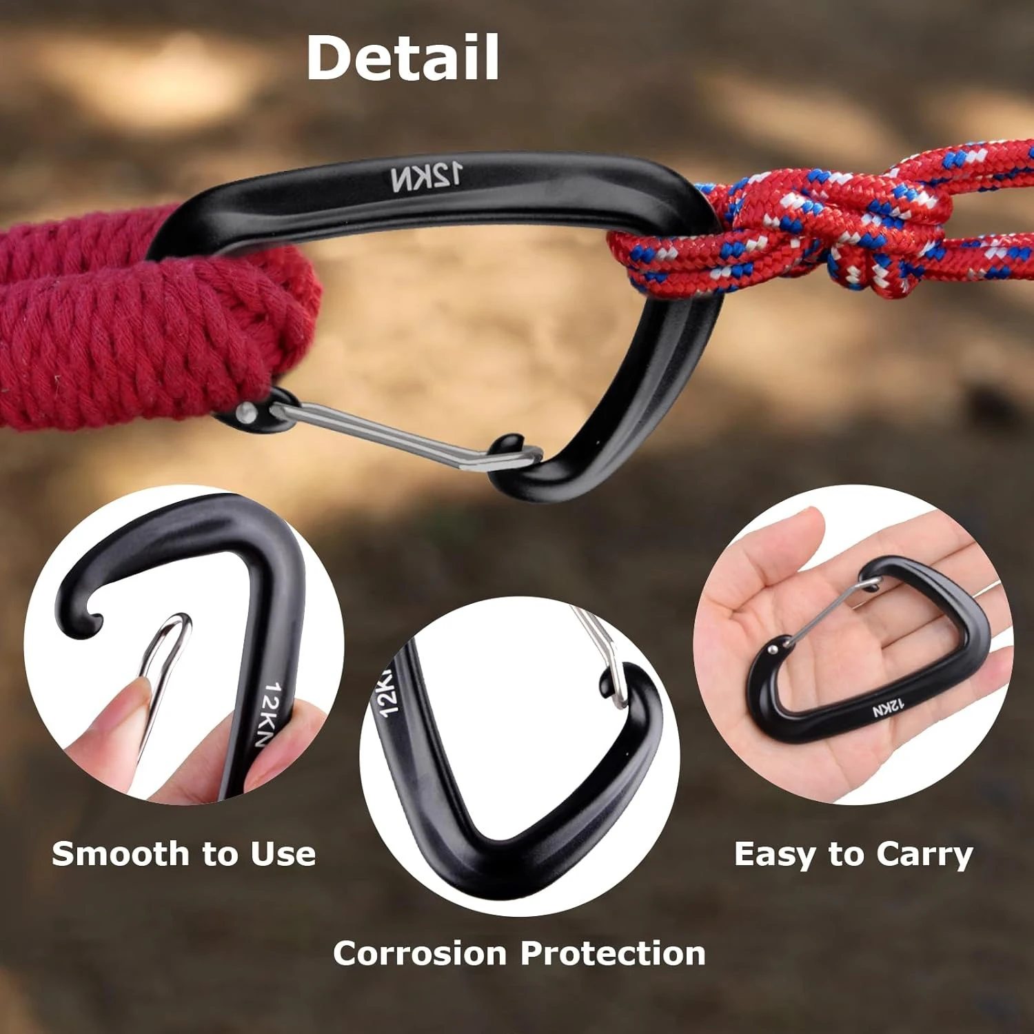 MuqiNush 5Pcs 12KN D‑Shape Cli - Carabiners Aluminum 12Kn Heavy Duty recension och pris