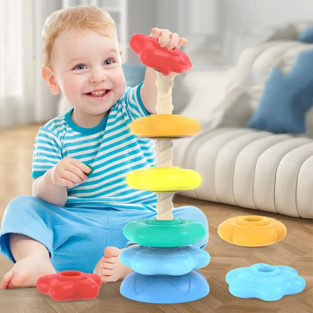 Unregelmäßige Quadratische Regenbogen Stacker Baby Spielzeug Regenbogen Turm Stapelbare Rotierenden Schraube Bolzen Spielzeug Frühe Bildung Montessori Spielzeug