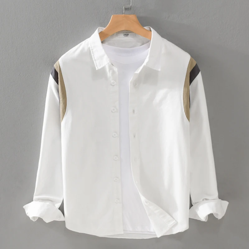 New Italy Designer Long-sleeve Casual Cotton Brand Shirts For Men Fashion Patchwork Comfortable Tops Clothing Camisa Masculina