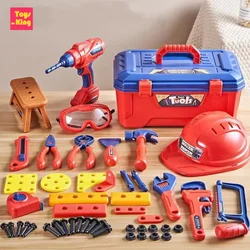 46/47/48PC Electric Drill Screws Repair Toolbox Set With Storage Box Children Play House Education Assembly Engineering Boy Toys