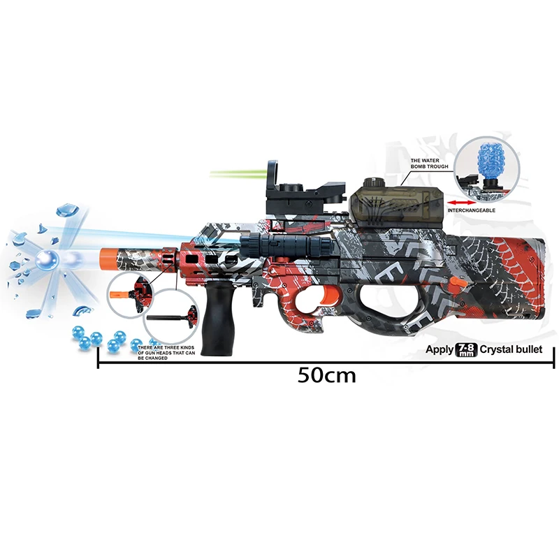 P90 Gel Ball Toy Gunner Self-Integrated 7.4V with USB Charging Cable Outdoor Expansion Suitable for New Year Gifts