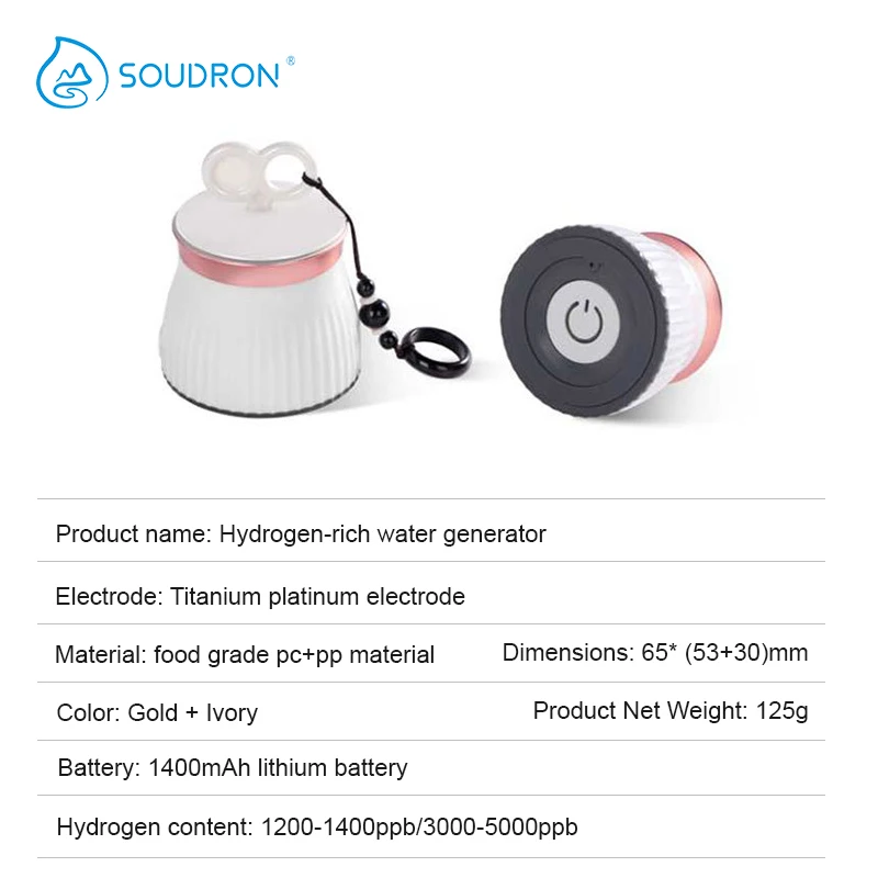 5000ppb 슈퍼 높은 농도 휴대용 수소 물 텀블러 충전식 물 Ionizer H2 수소 병 Generato