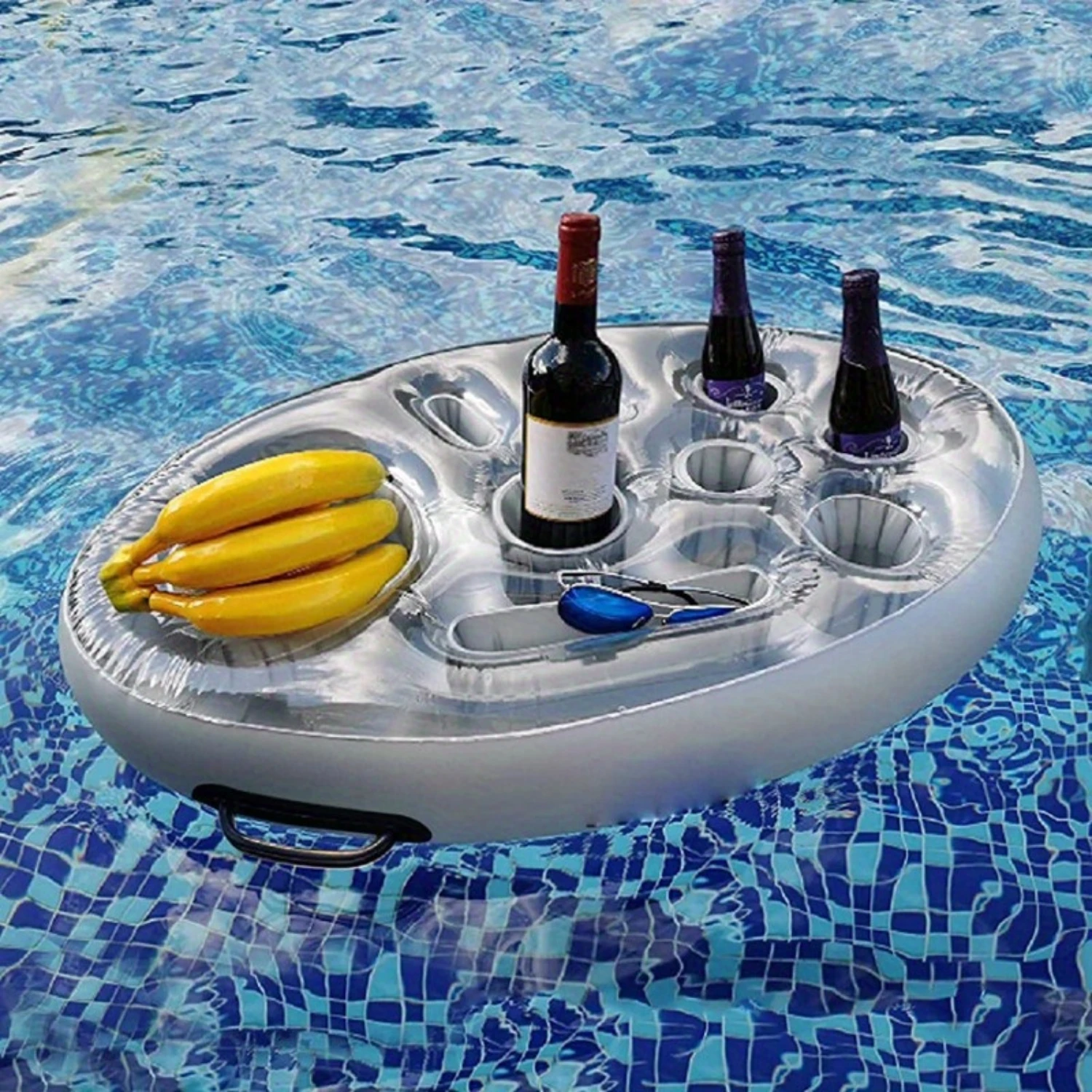 Inflatable Pool Drink Holder - Portable Pvc Ice  With Perforated Coaster Tray For Outdoor Parties