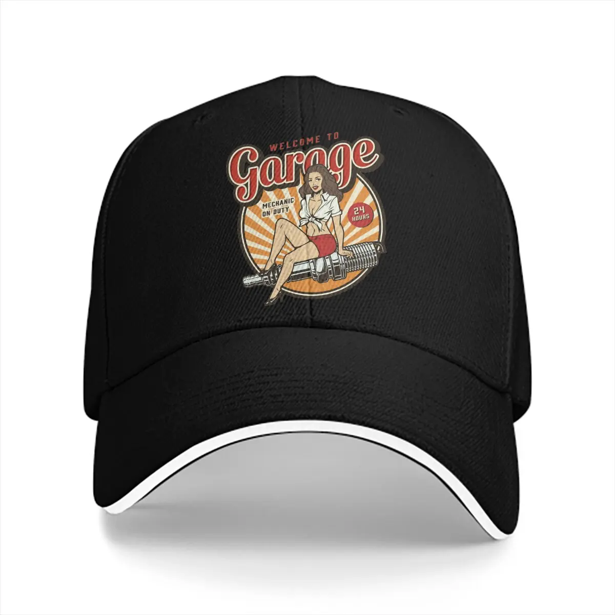 Summer Cap Sun Visor Mechanic on Duty Pin Up Girl Hip Hop Caps  Peaked Hats