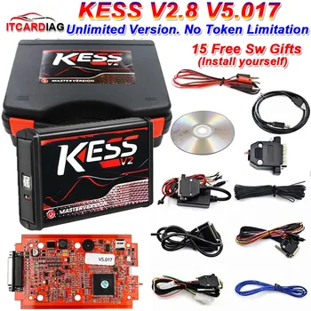 Kess 온라인 2.80 EU 레드 ECU 프로그래머, 툴박스 OBD2 튜닝 키트, KTAG V7.020 지지대 자동차 트럭, V2 V5.017 