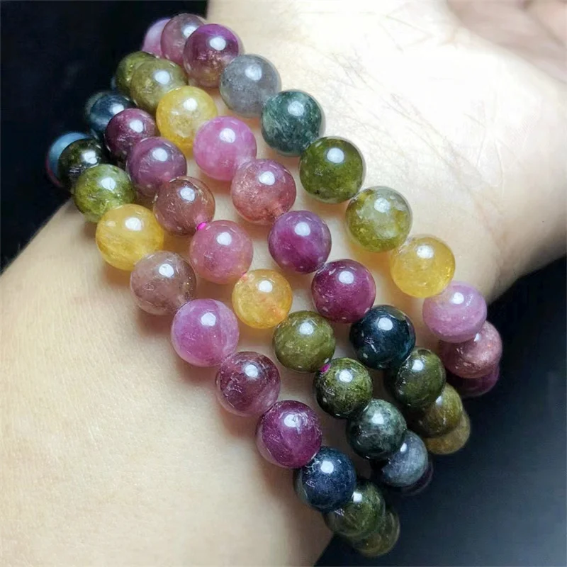 

Natural Tourmaline Bracelet Crystal Reiki Gemstone Fashion Jewelry Fengshui Women Healing Gift 1pcs