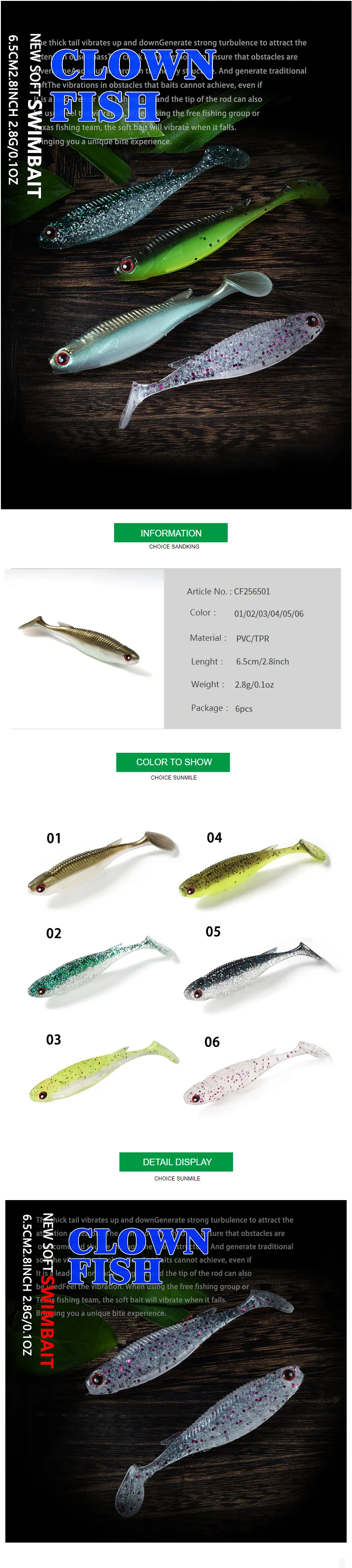 SUNMILE 2025 Neuer weicher Köder 6,5 cm Swimbait für Bass Pike Zander Snook Barsch Angelköder mit 3D-AUGEN JIG Head Rig Weicher Köder – Detail 1