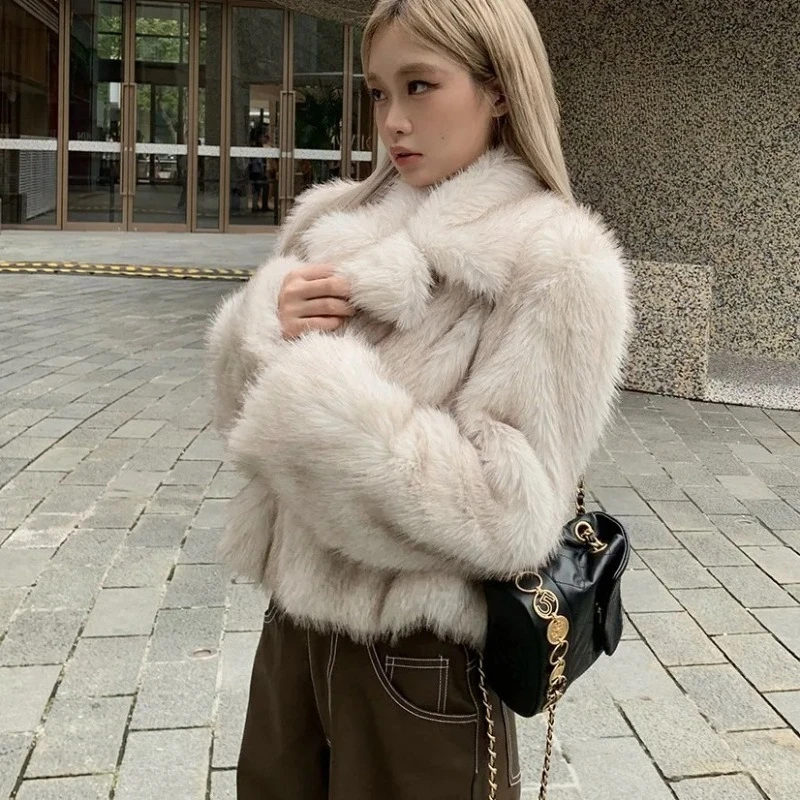 2026 가을 겨울 퍼 코트 여성용 짧은 레이지 윈드 폭스 퍼 재킷 크롭 플러피 캐사코 데 펠레 페미니노
