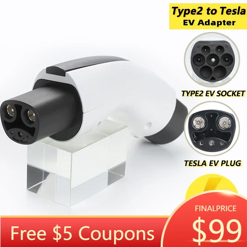 

EV Adaptor Type-2 EU To Tesla Plug EV Adapter 32A 250V Electric Cars Vehicle Charger Charging Connector Type2 To TESLA