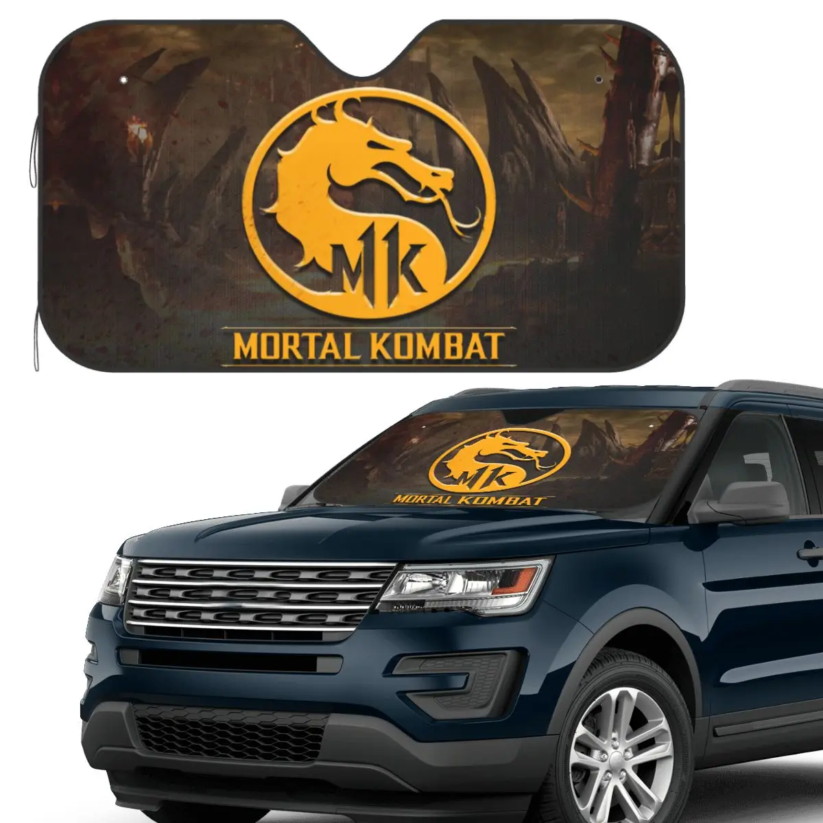 

Солнцезащитный козырек с логотипом Mortal Kombat, лобовое стекло автомобиля, солнцезащитный козырек, аксессуары, чехлы