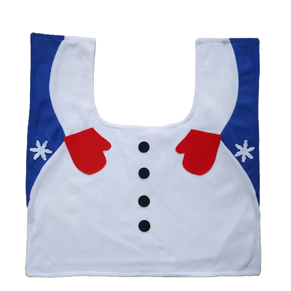 

Three Pieces Christmas Themed Bathroom Mat Set Non-slip Bath Bathtub Rug Carpet Toilet Seat Lid Cover with Tissue Box Cover (Sno