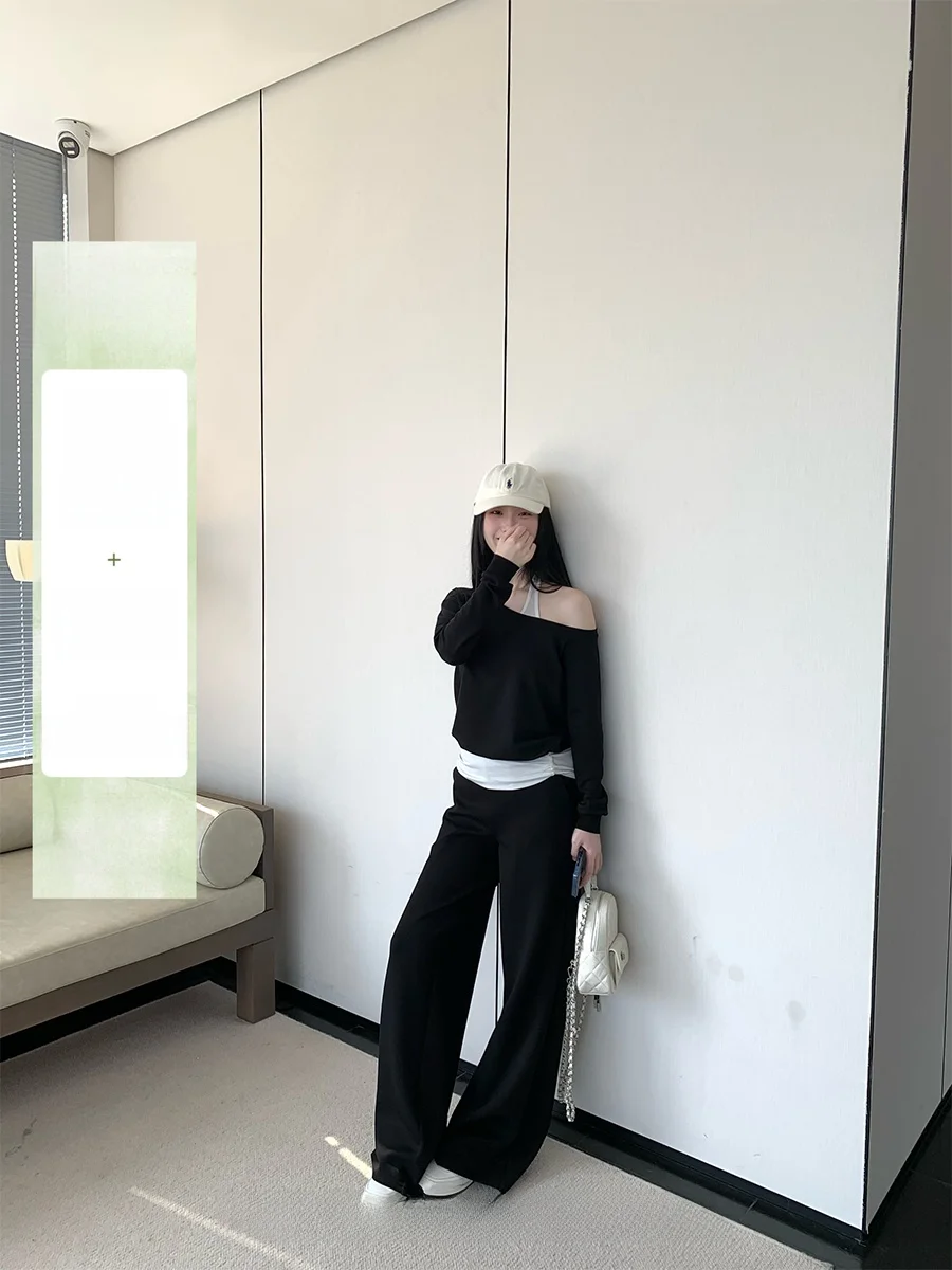 

Loose Wide Leg Sweatpants Women's Bla Casual Sports Pants High Waist Comfortable Spring New Sle Zero Deee Soda