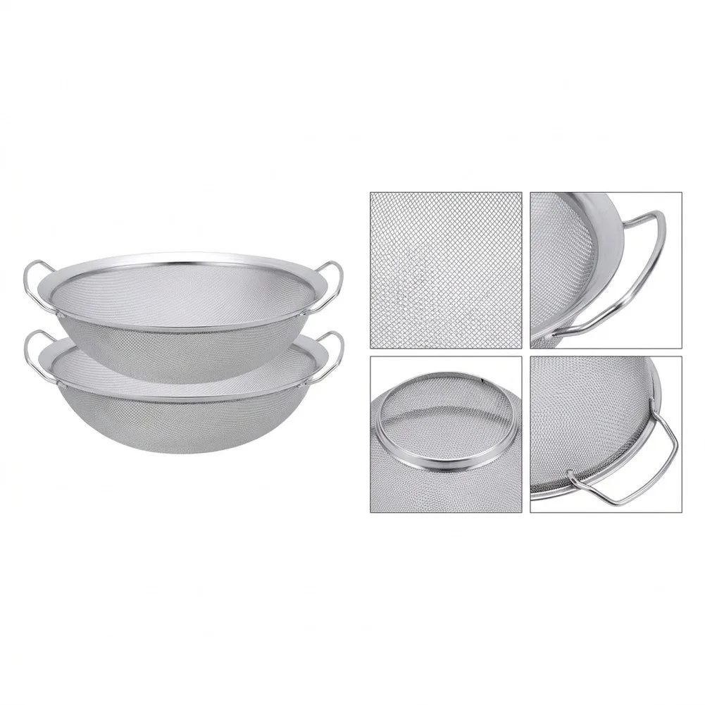Stainless Steel Mesh Strainer with Dual Handles 39x34x13cm Designed for Filtering Oil Separation and Repeated Cleaning