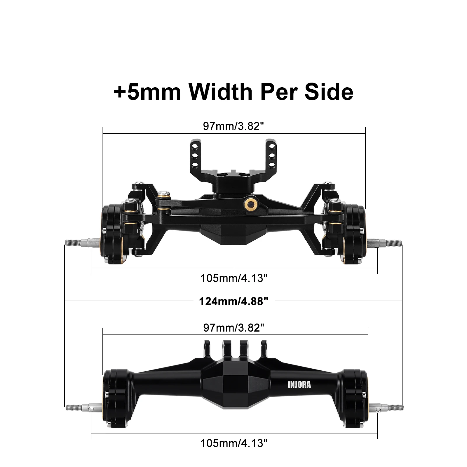 INJORA + axes de portail diamant 5 mm avec jointures et couvercles de direction en laiton pour 1/18 TRX4M