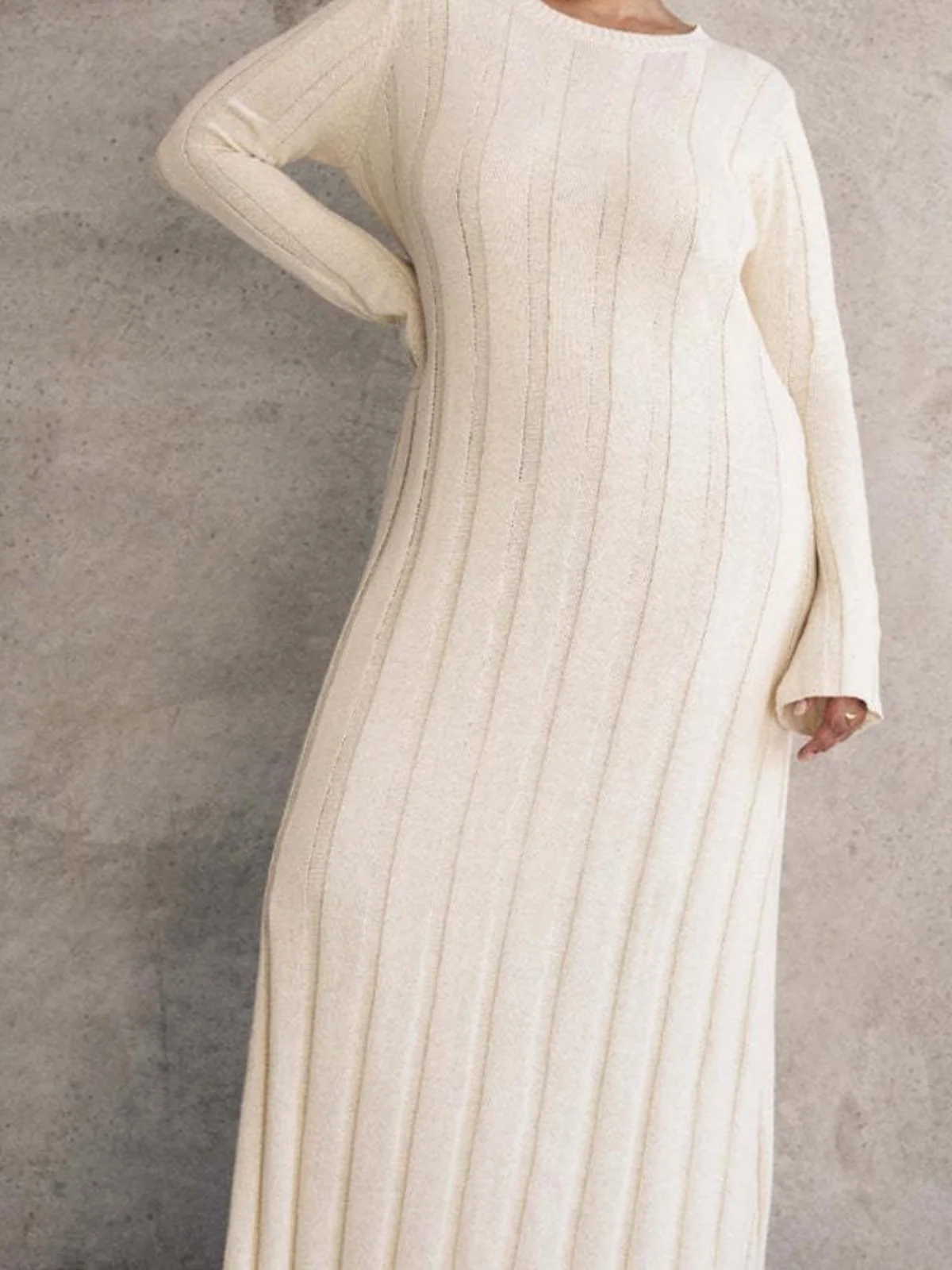 Pull Long tricoté hiver Dr rond Ne couleur Pure automne hiver femme Faion trajet Sle jupe longue