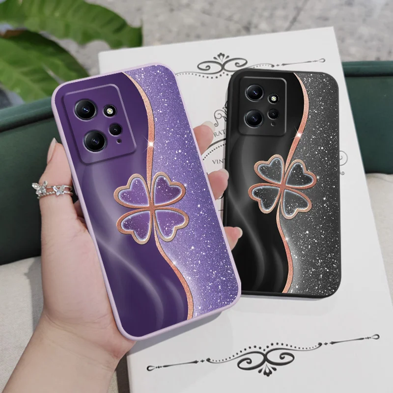Lucky Grass Phone Case For Xiaomi Redmi Note 14 13 12 12S 11 11S 10 10T 10S 9 9S 8 Pro Plus 4G 5G Liquid Silicone Cover