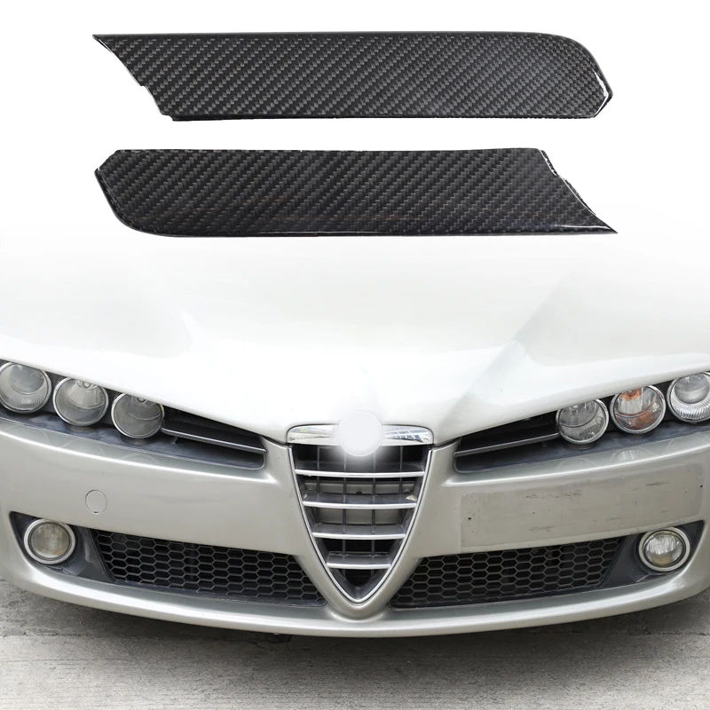 2Pcs Real Carbon Fiber For Alfa Romeo 159 Brera Spider 2004-2011 Car Headlight Side Grille Cover Decorative Sticker Accessories
