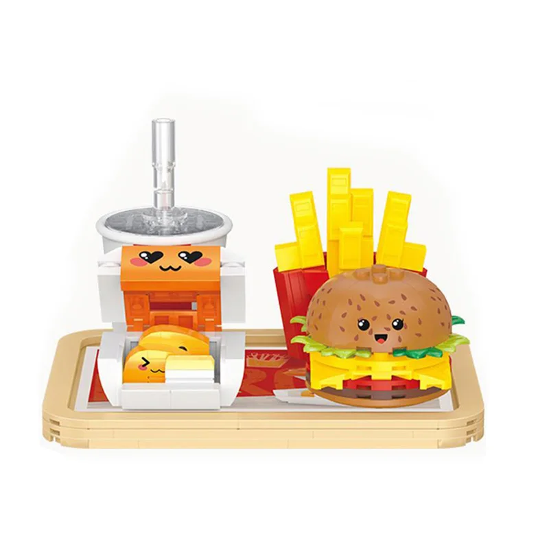 Hamburger Building Blocks 261pcs French Fries Fried Chicken Models Bricks Cartoon Fast Food Set Children\'s Toys Kids Gifts