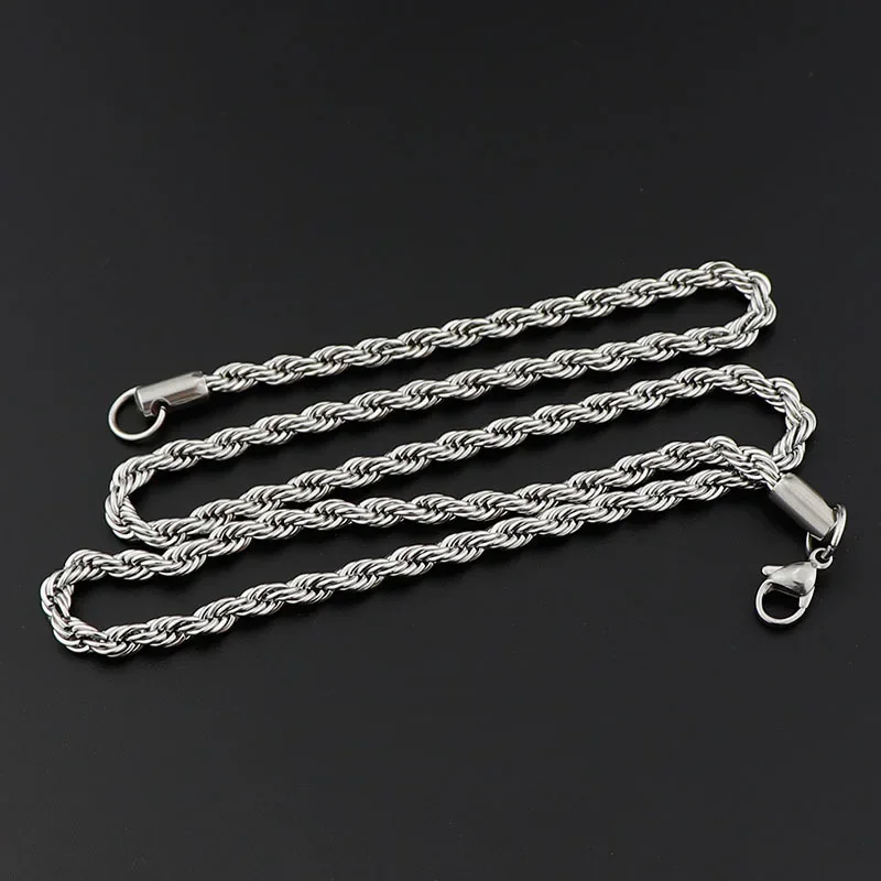 Wholesale Price Width 2/3/4MM 16-24 Inches 925 Sterling Silver Twist Chain Necklace Fashion Link Necklace For Men Women Jewelry