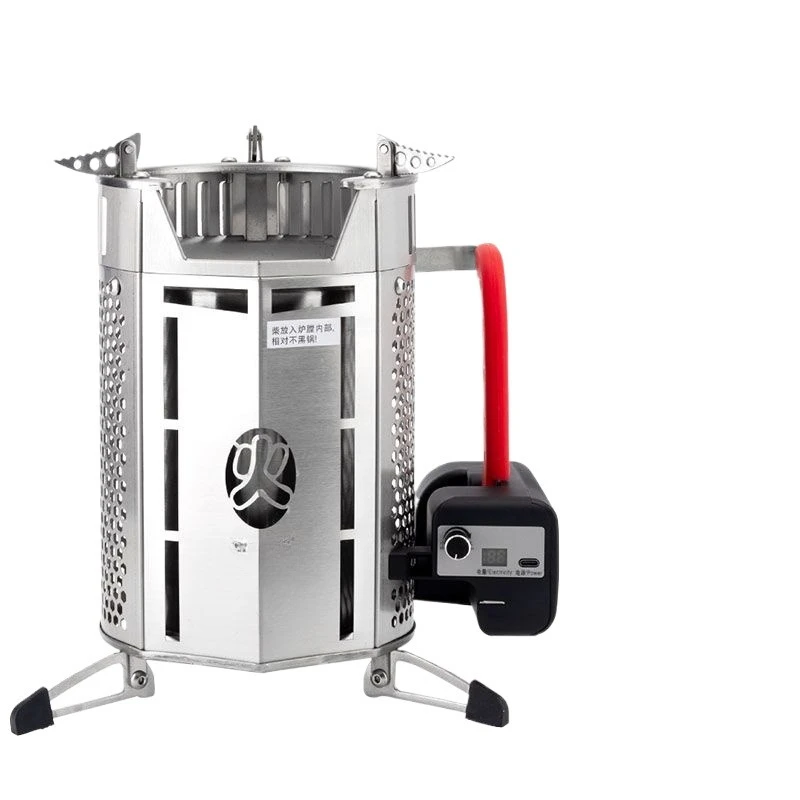 Self-contained Battery Gasification Firewood Stove Outdoor Camping Smokeless Portable Windproof Barbecue Stove