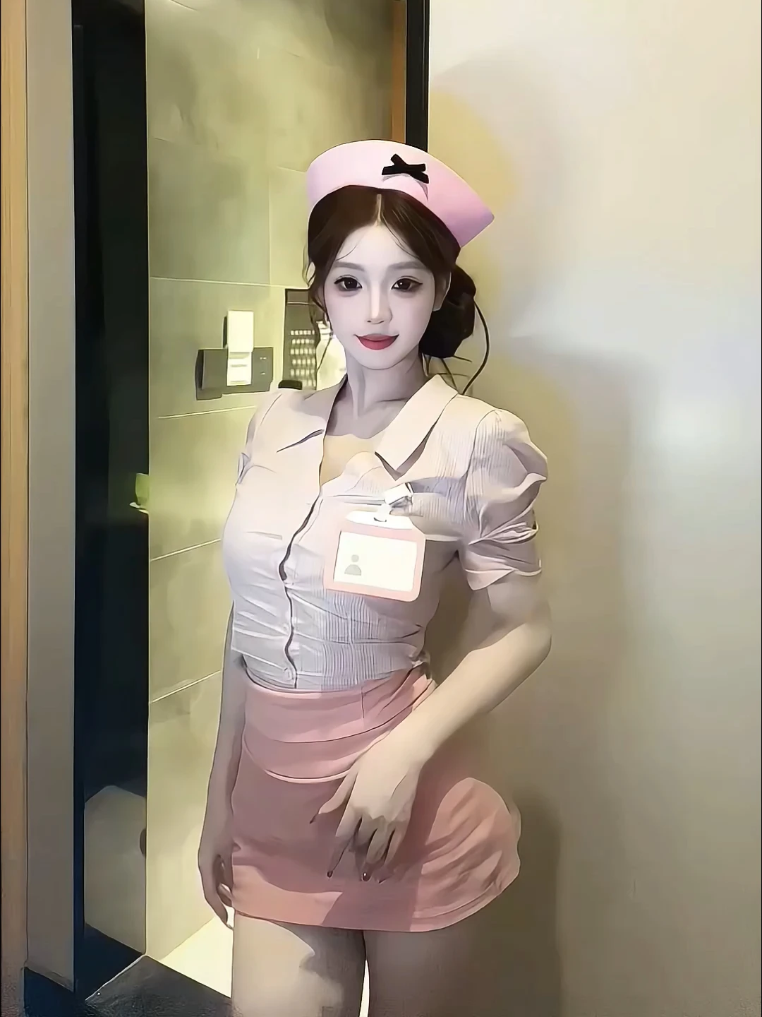 

Sexy Nurse Uniform Two-Piece Set Short Skirt Body-Shaping High Waist Spring Fashion for Young Women Trendy Spicy Girl Style