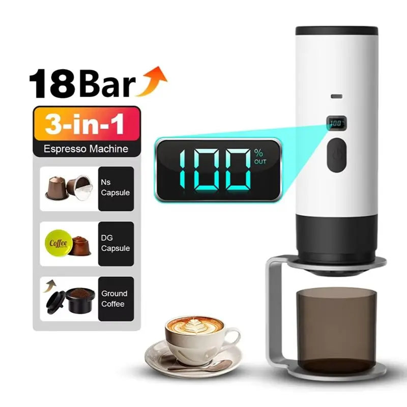 A94E-Self-Heating 2-In-1 Machine For Camping RV Hiking Office Compatible With Ground Coffee & NS Capsules
