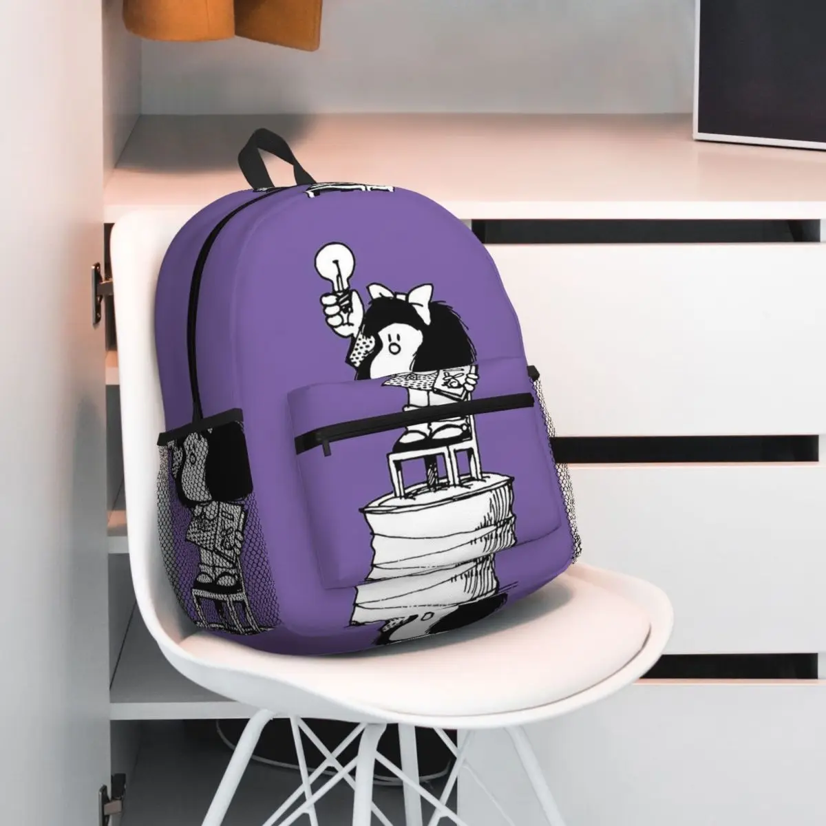 Happy Mafalda Manga Quino Comic Backpack Daypack Large Capacity Children BookBag School Bag Shoulder Bags for Men Women
