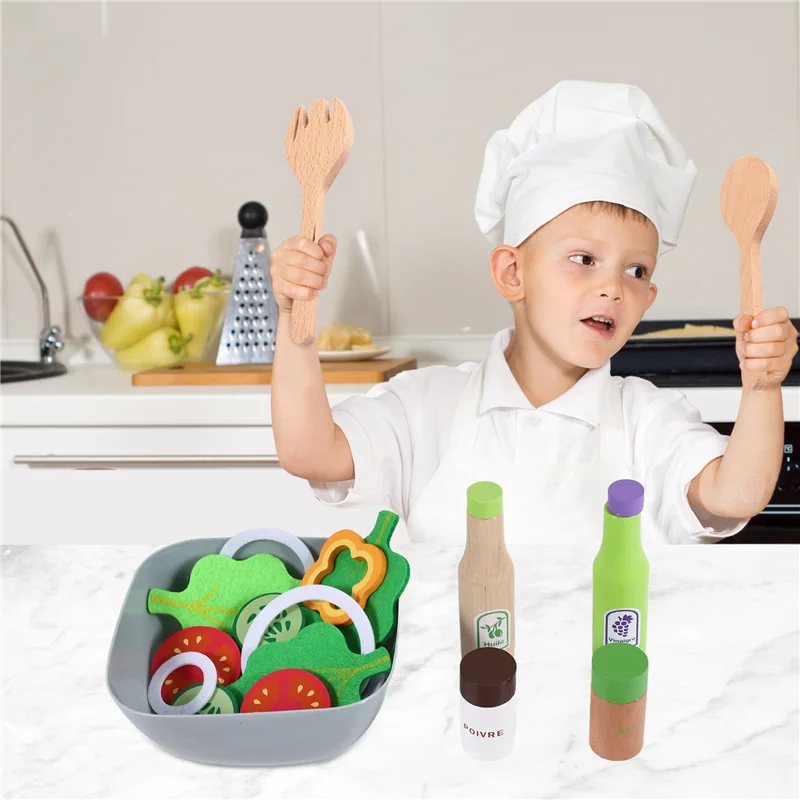 AS96-어린이 주방 DIY 요리 놀이 시뮬레이션 나무 주방 음식 세트
