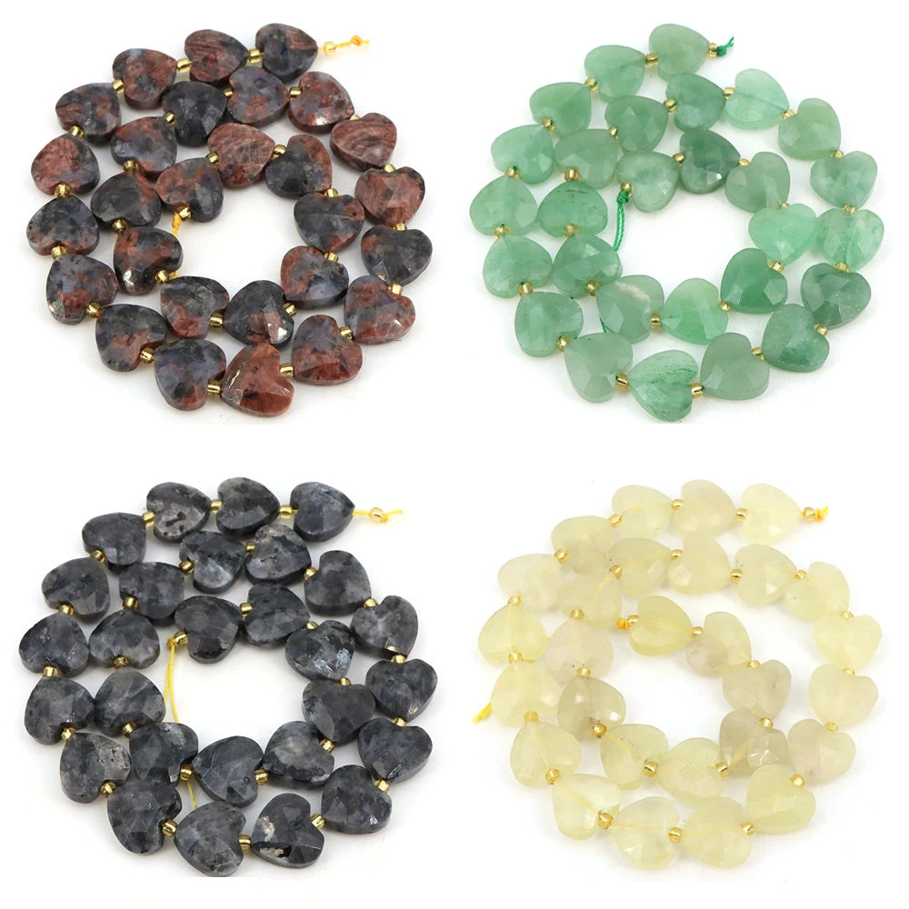 

Natural Faceted 15mm Heart Love Shape Stone Bead Loose Spacer Beads DIY Healing Crystal Jewelry Bracelet Neckalce Earring Crafts
