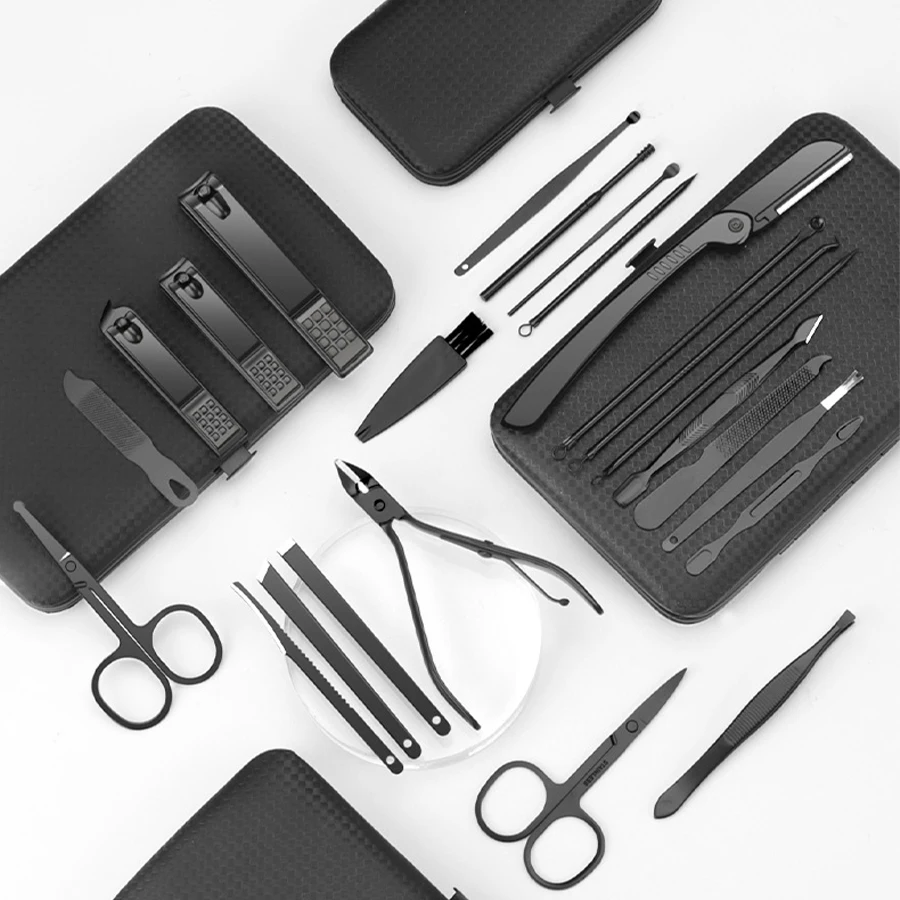 7/12/18/20/24PCS Set Professional Manicure Set Kits Stainless Steel Fingernail Toenail Clippers Set with Leather Portable Case - Image 2
