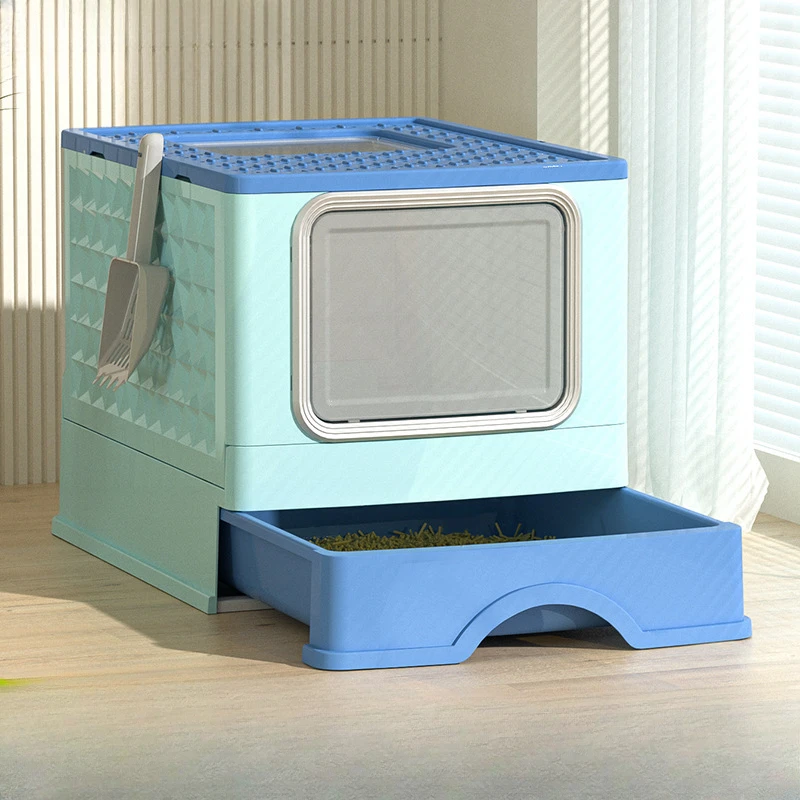 Pet Closed Folding Litter Box Extra Large Fully Enclosed Cat Toilet Cat Supplies Dog Cleaning Wholesale