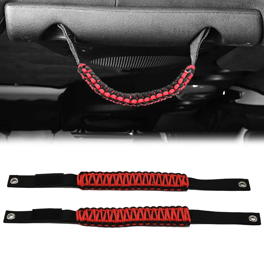 2PCS Weaving Rope Grab Handles for Ford Bronco 2021-2024 Interior Door Roll Bar or Headrest Bar Pull Strip